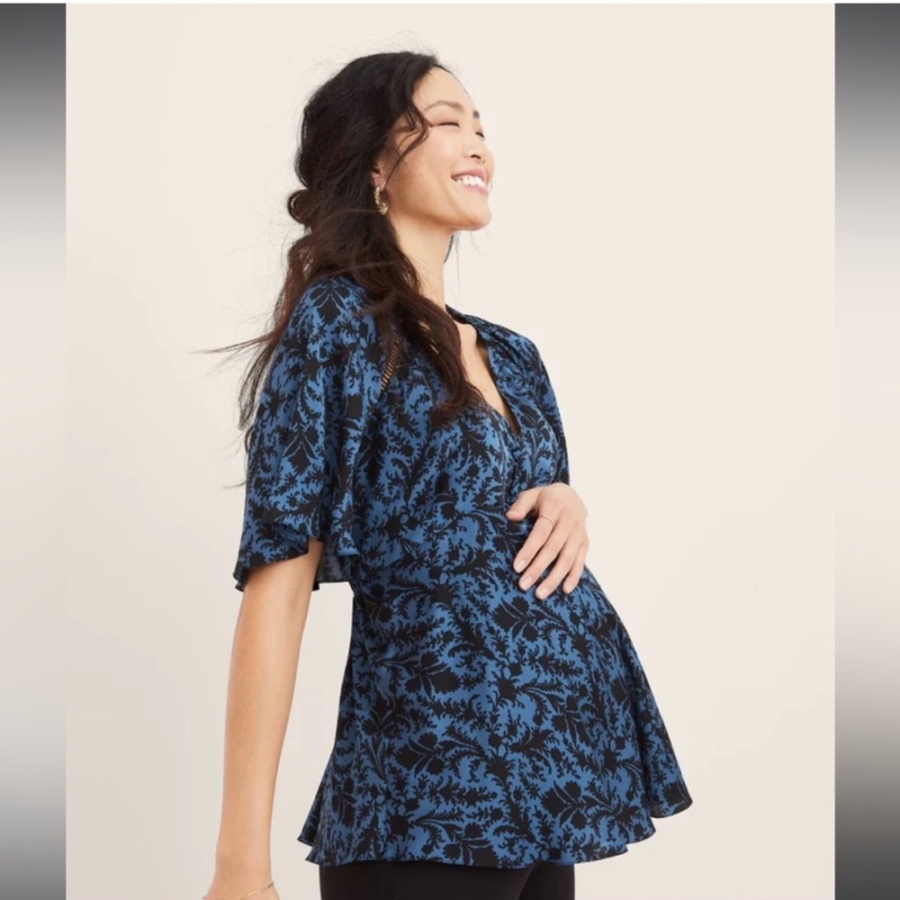 NWOT Hatch The Everly Maternity Top in Navy & Black Floral Size 1 Small